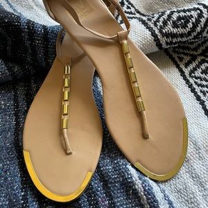 Dolce Vita Tan and Gold Sandals